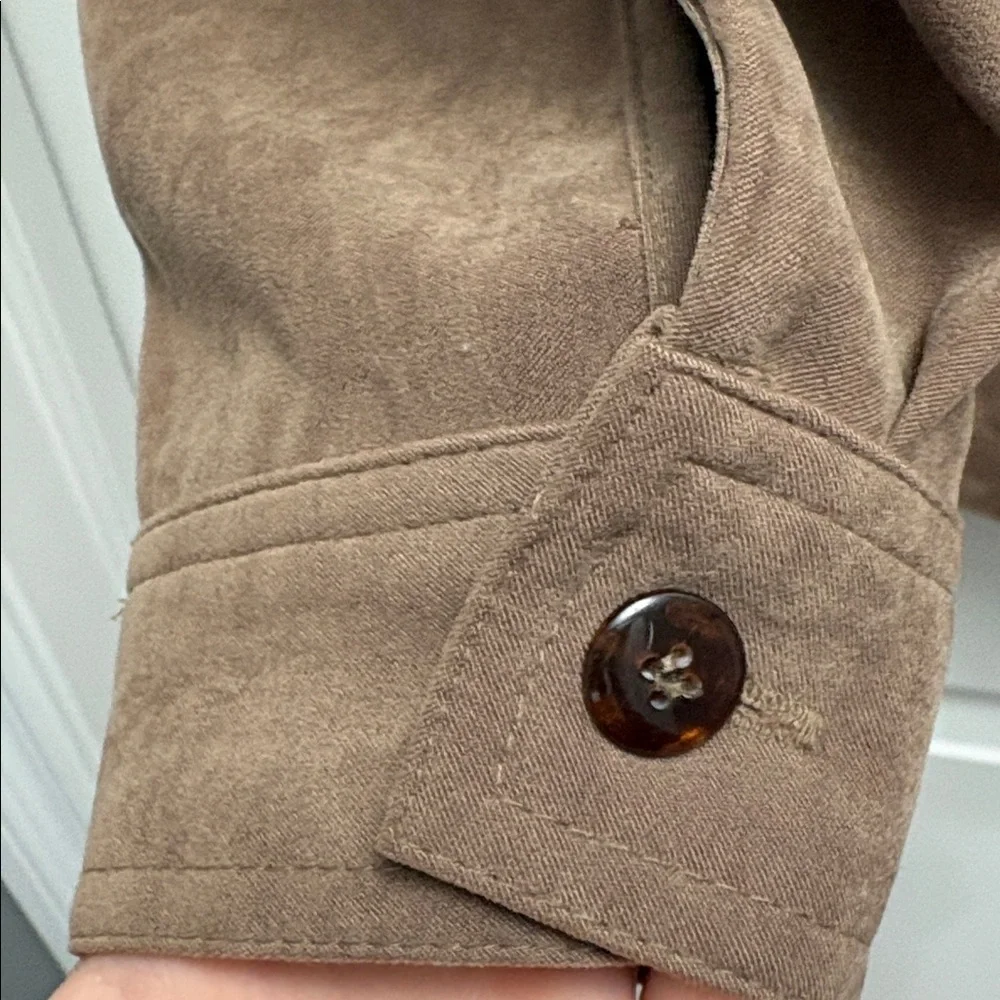 Fleet Street Faux Suede Button Front Overshirt Jacket Size Large